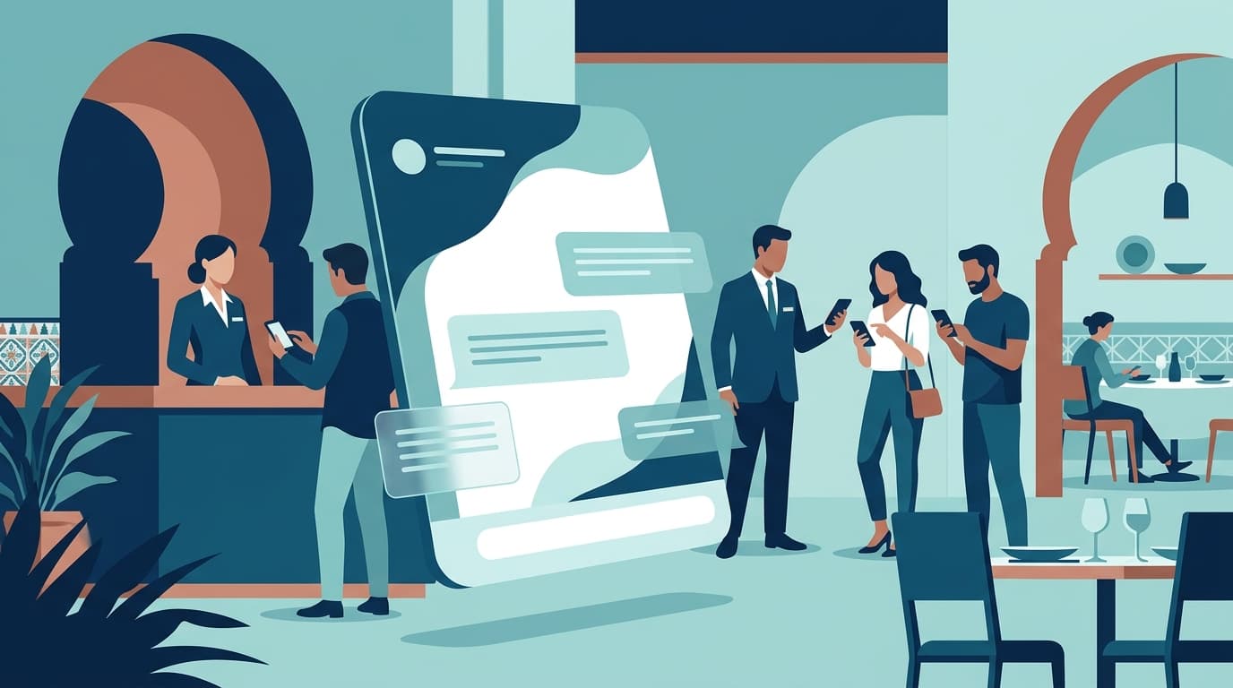 AI chatbot assisting hotel guests with bookings